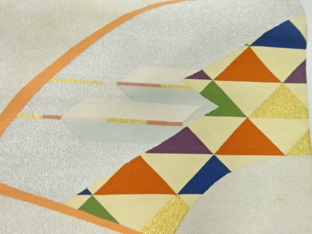 JAPANESE KIMONO / ANTIQUE NAGOYA OBI / SILK / WOVEN ARROW FEATHER